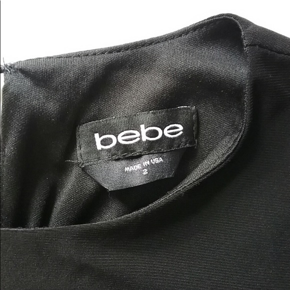 Black BEBE Cold Shoulder Dress w Side Cut Outs - Picture 3 of 8